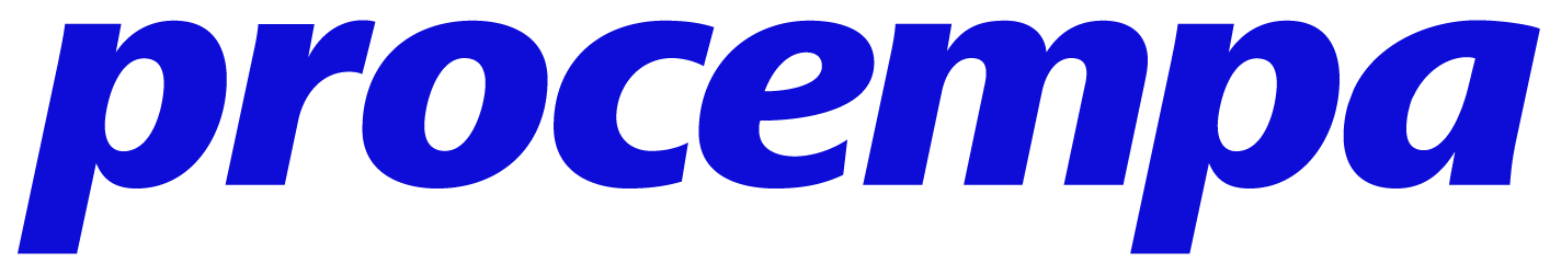Logotipo da Procempa em cor azul. A imagem apresenta o nome da empresa escrito em letras minúsculas, utilizando uma fonte sem serifa, em negrito e itálico, sobre um fundo branco.