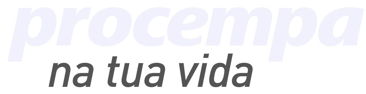 Infográfico definindo o termo 'Tagline'. Abaixo da definição, o conceito é exemplificado com o logotipo 'procempa' em opacidade reduzida e a tagline 'na tua vida' em cinza escuro, ambos em fonte itálica e negrita.